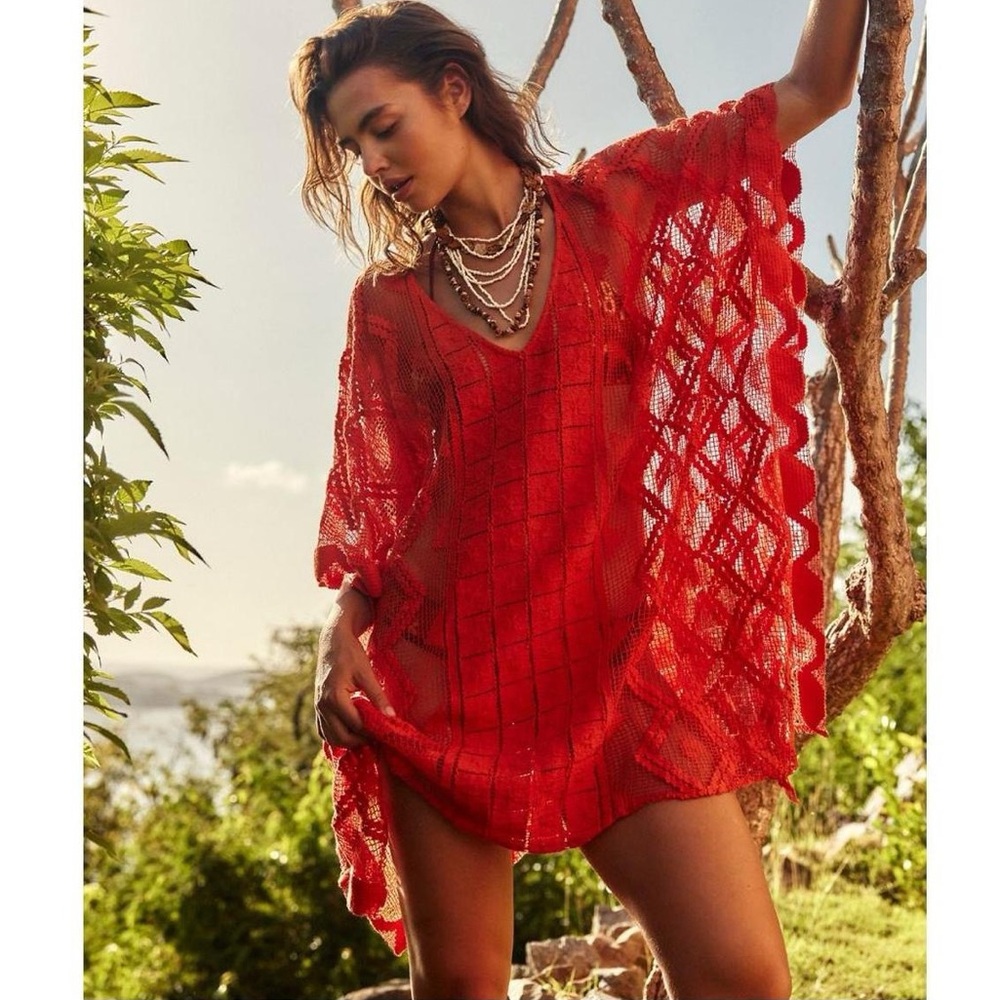 COPY - Free People Sunshine Crochet Kaftan Crochet Swim Cover-Up NWT